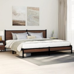 Cadre de lit en métal sans matelas chêne marron 193x203 cm 