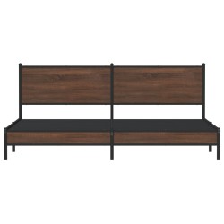 Cadre de lit en métal sans matelas chêne marron 193x203 cm 