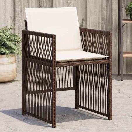 Chaises de jardin avec coussins lot de 4 marron résine tressée 
