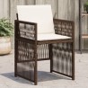 Chaises de jardin avec coussins lot de 4 marron résine tressée 