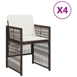 Chaises de jardin avec coussins lot de 4 marron résine tressée 