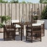 Chaises de jardin avec coussins lot de 4 marron résine tressée 