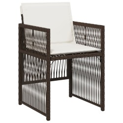 Chaises de jardin avec coussins lot de 4 marron résine tressée 