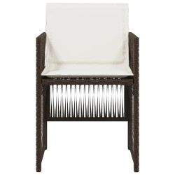 Chaises de jardin avec coussins lot de 4 marron résine tressée 