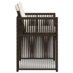 Chaises de jardin avec coussins lot de 4 marron résine tressée 