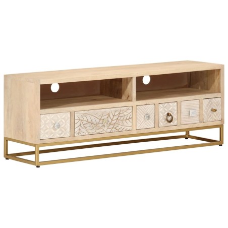 Meuble TV 110x30x40 cm bois massif de manguier et fer 