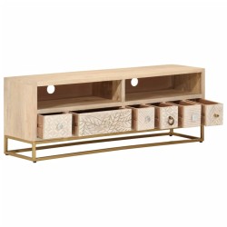 Meuble TV 110x30x40 cm bois massif de manguier et fer 