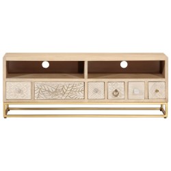 Meuble TV 110x30x40 cm bois massif de manguier et fer 