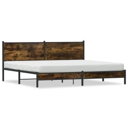 Cadre de lit en métal sans matelas chêne fumé 193x203 cm 