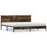 Cadre de lit en métal sans matelas chêne fumé 193x203 cm 
