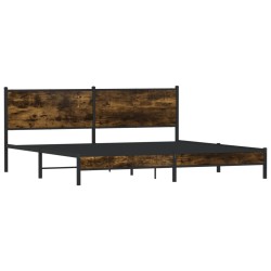 Cadre de lit en métal sans matelas chêne fumé 193x203 cm 
