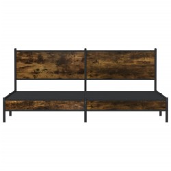 Cadre de lit en métal sans matelas chêne fumé 193x203 cm 