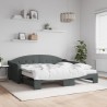 Lit de jour avec gigogne et matelas gris foncé 90x190 cm tissu 