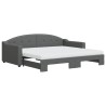 Lit de jour avec gigogne et matelas gris foncé 90x190 cm tissu 