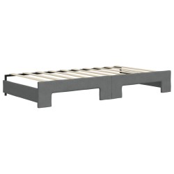 Lit de jour avec gigogne et matelas gris foncé 90x190 cm tissu 