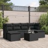 Salon de jardin 7 pcs avec coussins noir résine tressée 