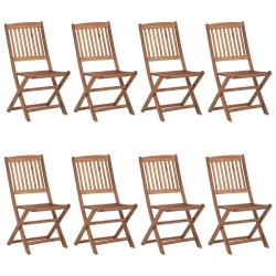 Chaises pliables de jardin lot de 8 avec coussins Bois d'acacia 