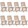 Chaises pliables de jardin lot de 8 avec coussins Bois d'acacia 
