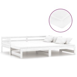 Lit coulissant 2x(90x200) cm Blanc Bois de pin massif 