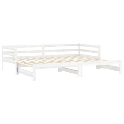 Lit coulissant 2x(90x200) cm Blanc Bois de pin massif 