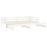Lit coulissant 2x(90x200) cm Blanc Bois de pin massif 