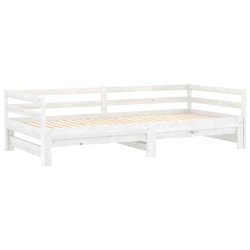 Lit coulissant 2x(90x200) cm Blanc Bois de pin massif 
