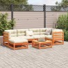 Salon de jardin 7 pcs cire marron bois de pin massif 