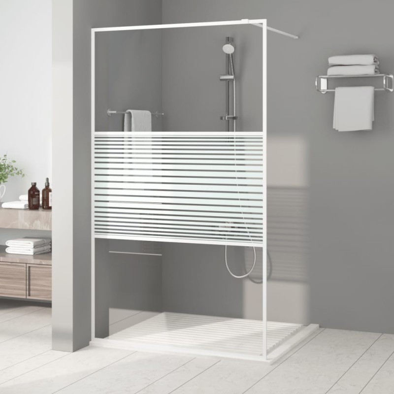 Paroi de douche Blanc 115x195 cm Verre ESG transparent 