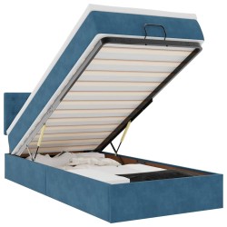 Cadre de lit ottoman avec matelas bleu foncé 90x200 cm velours 