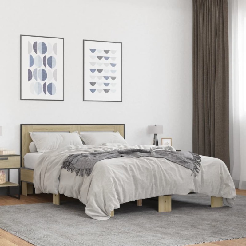 Cadre de lit sans matelas chêne sonoma 135x190 cm 