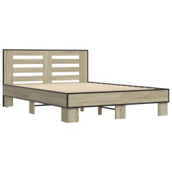 Cadre de lit sans matelas chêne sonoma 135x190 cm 