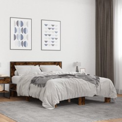 Cadre de lit sans matelas chêne fumé 135x190 cm 