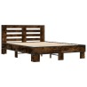 Cadre de lit sans matelas chêne fumé 135x190 cm 