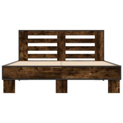 Cadre de lit sans matelas chêne fumé 135x190 cm 