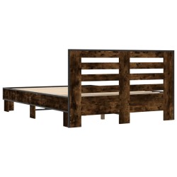 Cadre de lit sans matelas chêne fumé 135x190 cm 