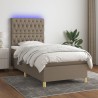 Sommier à lattes de lit et matelas et LED Taupe 90x190 cm Tissu 