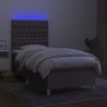 Sommier à lattes de lit et matelas et LED Taupe 90x190 cm Tissu 
