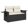 Salon de jardin 6 pcs avec coussins noir résine tressée 