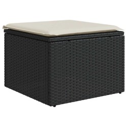 Salon de jardin 6 pcs avec coussins noir résine tressée 
