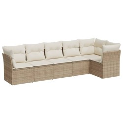 Salon de jardin avec coussins 6 pcs beige résine tressée 