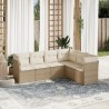 Salon de jardin avec coussins 6 pcs beige résine tressée 