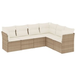 Salon de jardin avec coussins 6 pcs beige résine tressée 