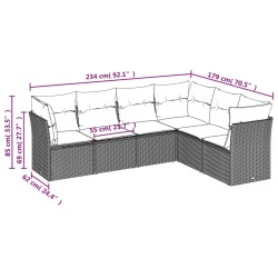 Salon de jardin avec coussins 6 pcs beige résine tressée 