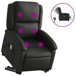 Fauteuil inclinable de massage électrique noir cuir véritable 