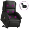 Fauteuil inclinable de massage électrique noir cuir véritable 