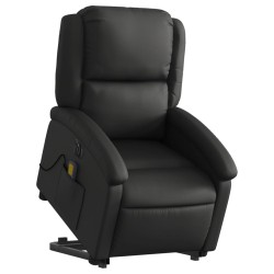 Fauteuil inclinable de massage électrique noir cuir véritable 