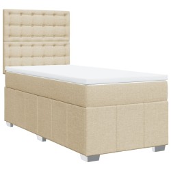 Sommier à lattes de lit avec matelas Crème 100x200 cm Tissu 