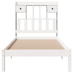 Lit bibliothèque sans matelas blanc 75x190cm bois de pin massif 