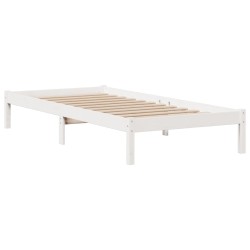 Lit bibliothèque sans matelas blanc 75x190cm bois de pin massif 