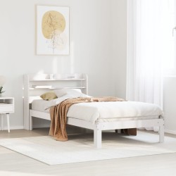 Cadre de lit avec tête de lit sans matelas blanc 90x190 cm 